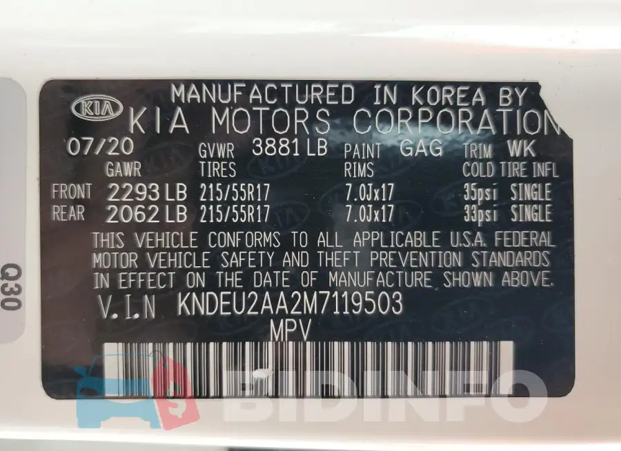 KNDEU2AA2M7119503 Photo# 13