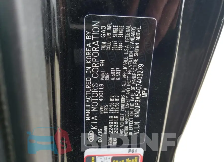 KNDJP3A54G7403279 Photo# 12