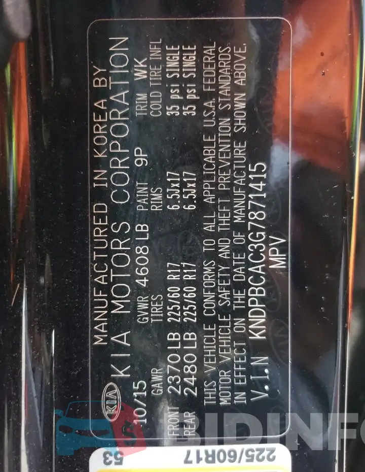 KNDPBCAC3G7871415 Photo# 13