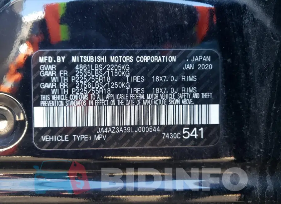 JA4AZ3A39LJ000544 Photo# 13
