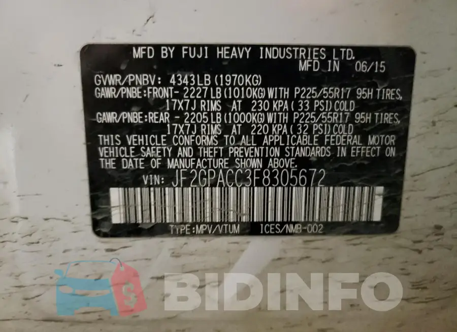 JF2GPACC3F8305672 Photo# 12