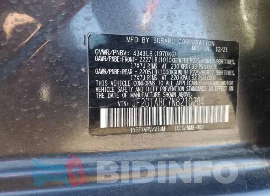 JF2GTABC7N8210284 Photo# 13