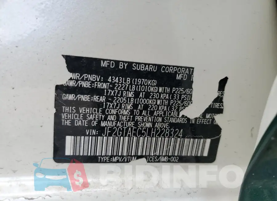 JF2GTAEC5LH228324 Photo# 13