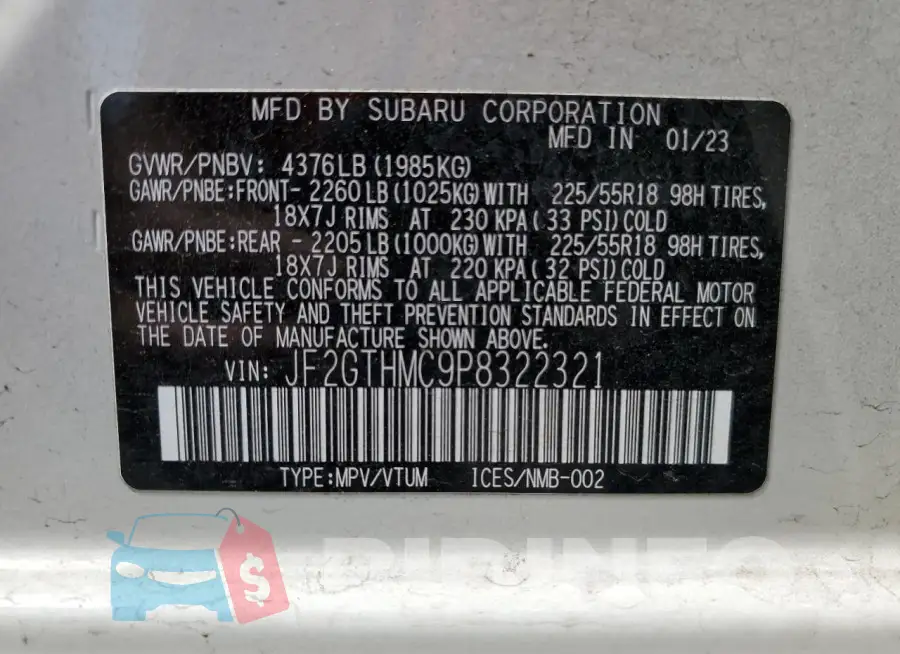 JF2GTHMC9P8322321 Photo# 12