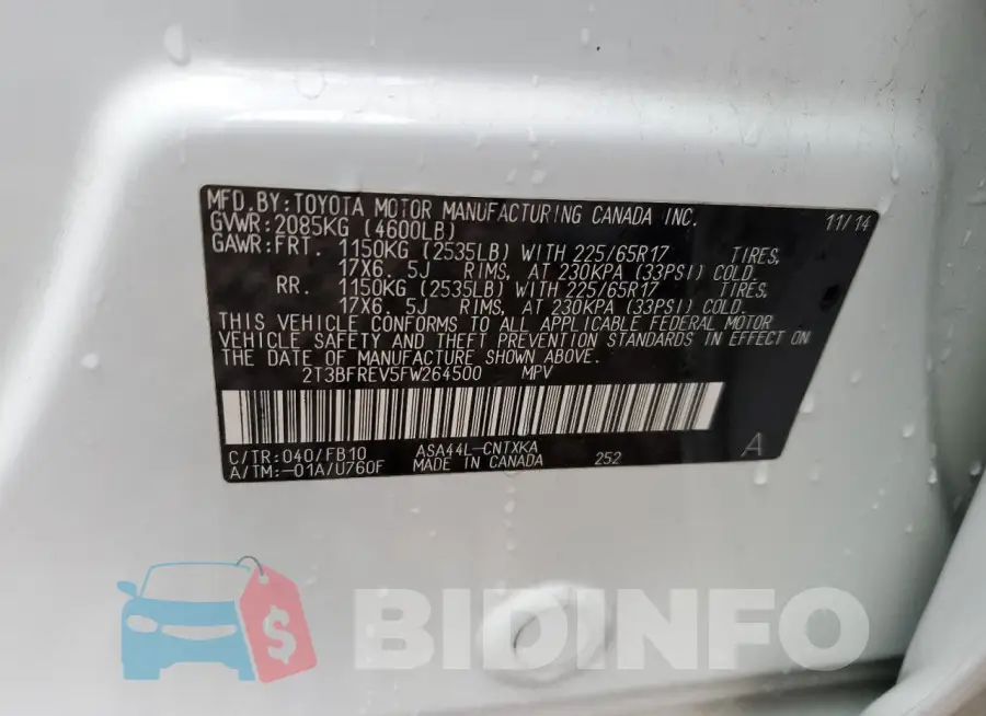 2T3BFREV5FW264500 Photo# 12