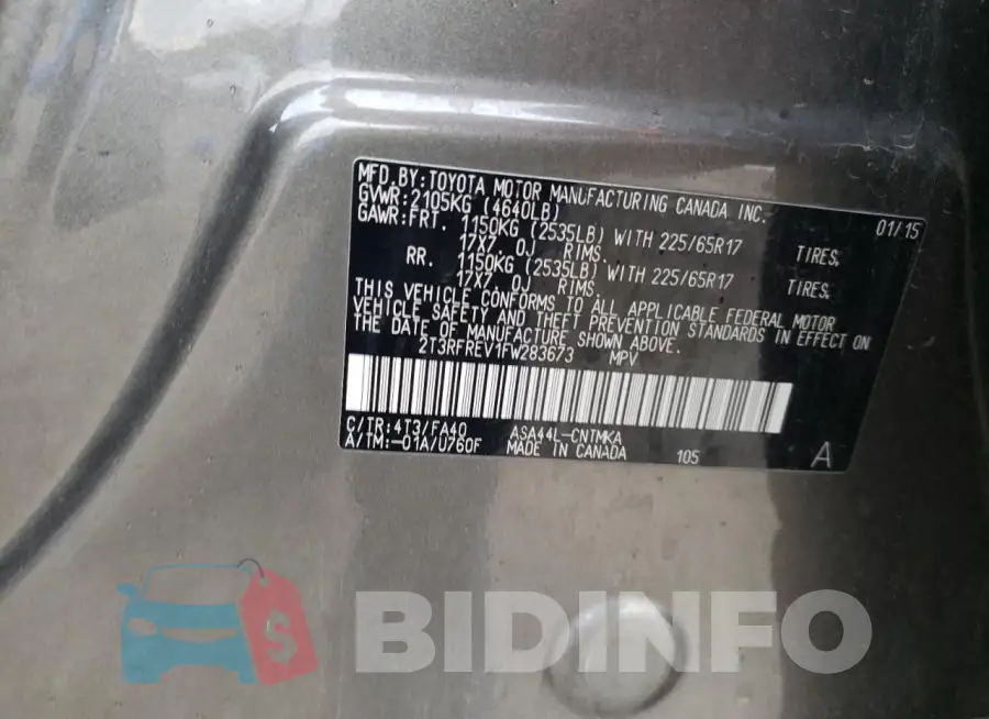 2T3RFREV1FW283673 Photo# 12
