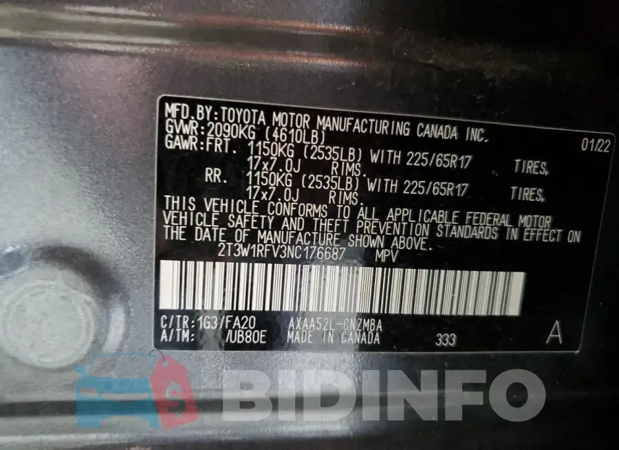 2T3W1RFV3NC176687 Photo# 12