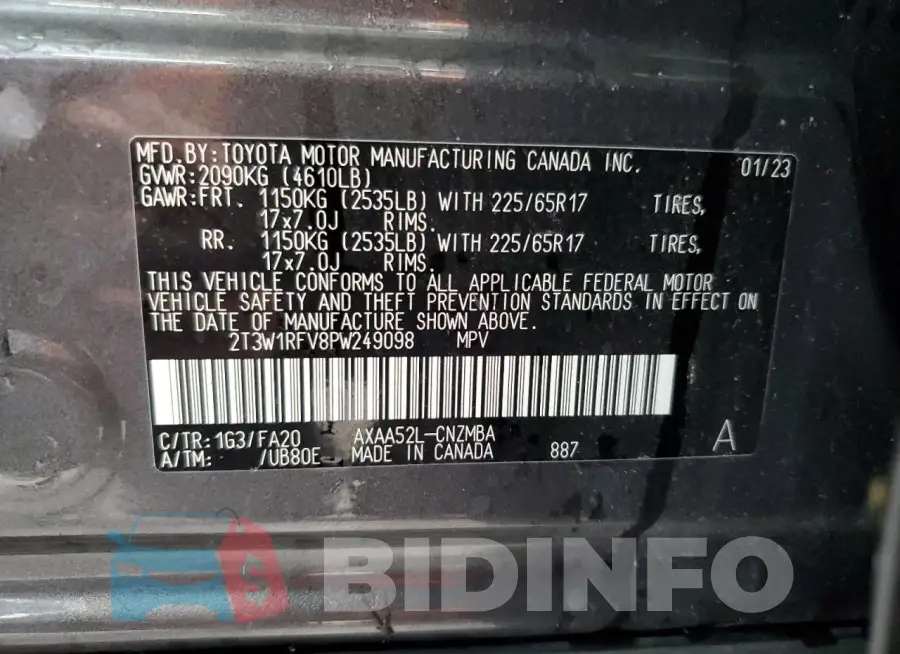 2T3W1RFV8PW249098 Photo# 12