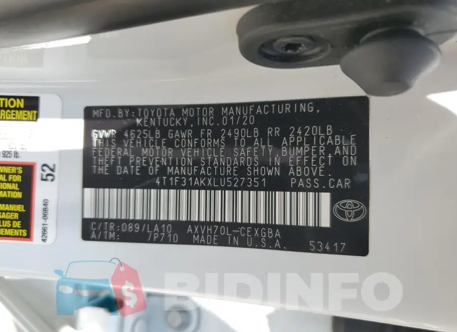 4T1F31AKXLU527351 Photo# 13