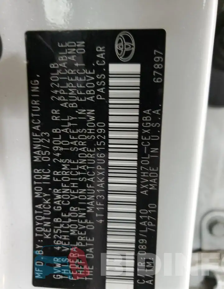 4T1F31AKXPU615290 Photo# 12