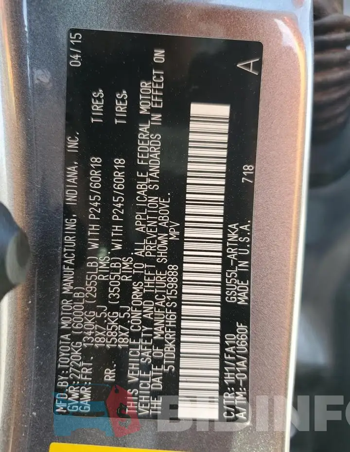 5TDBKRFH6FS159888 Photo# 13