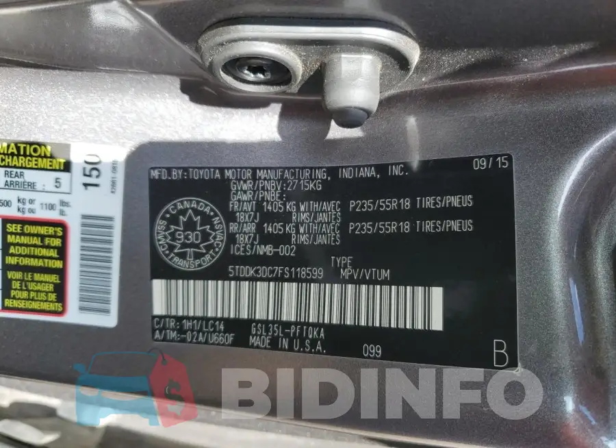 5TDDK3DC7FS118599 Photo# 14