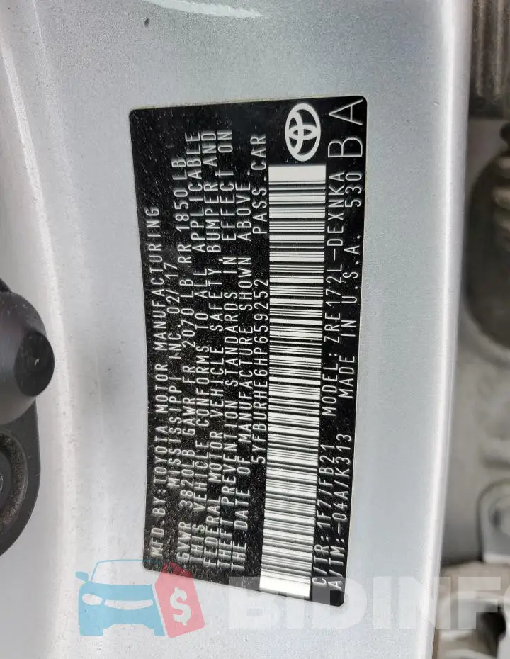 5YFBURHE6HP659252 Photo# 12