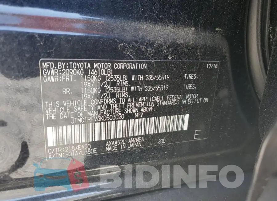 JTMC1RFV3KD503020 Photo# 12