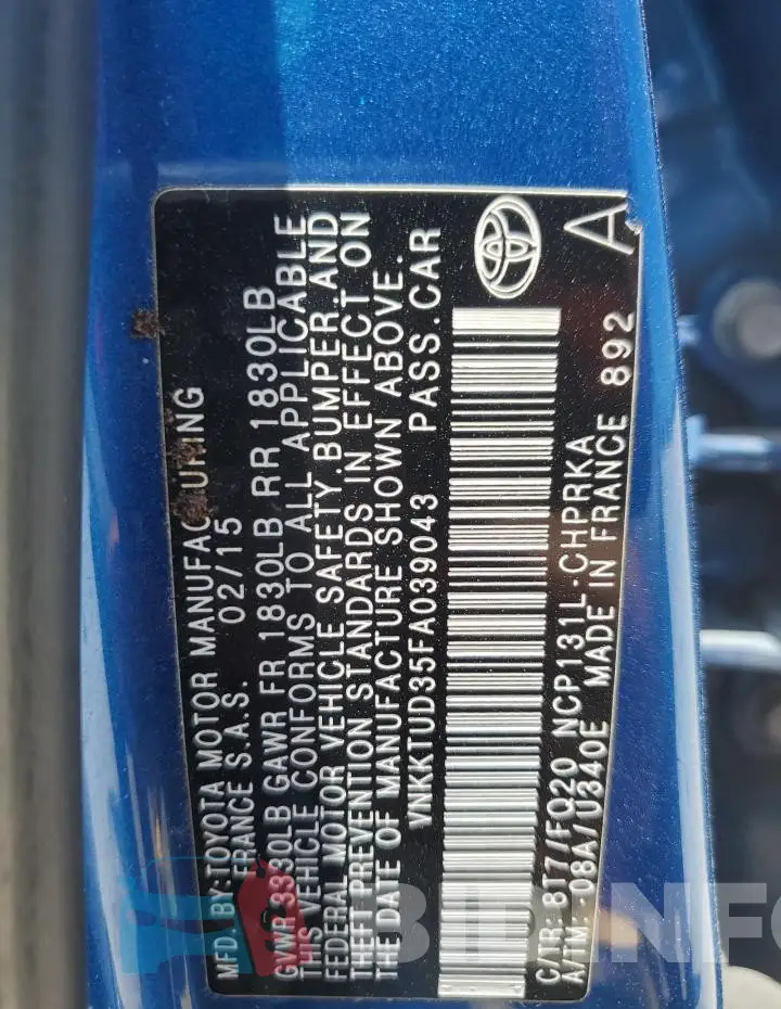 VNKKTUD35FA039043 Photo# 12