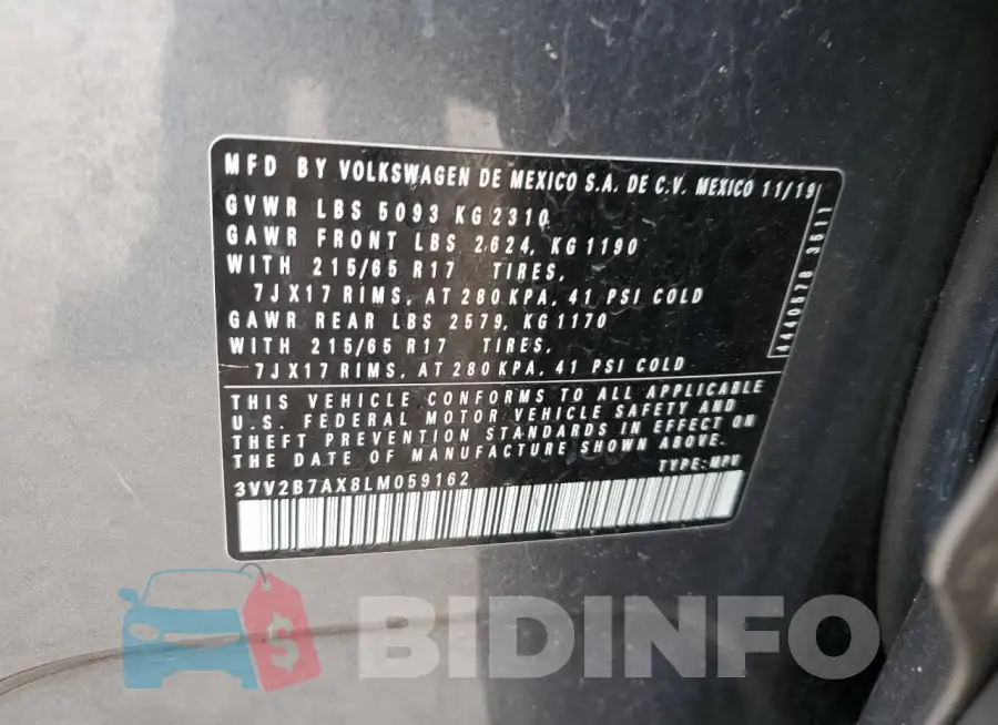 3VV2B7AX8LM059162 Photo# 13