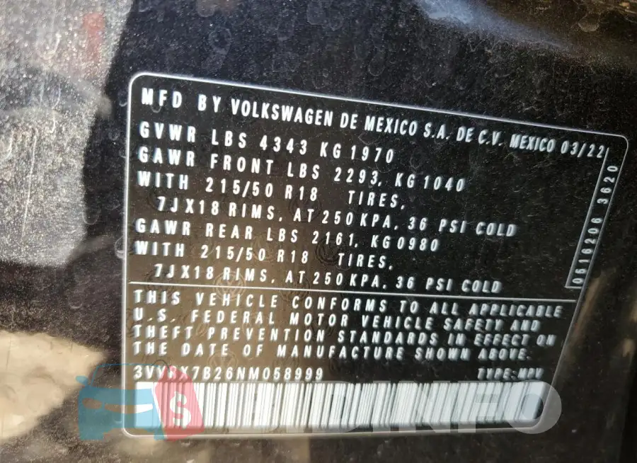 3VVRX7B26NM058999 Photo# 14
