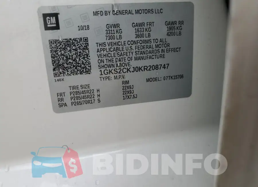 1GKS2CKJ0KR208747 Photo# 12