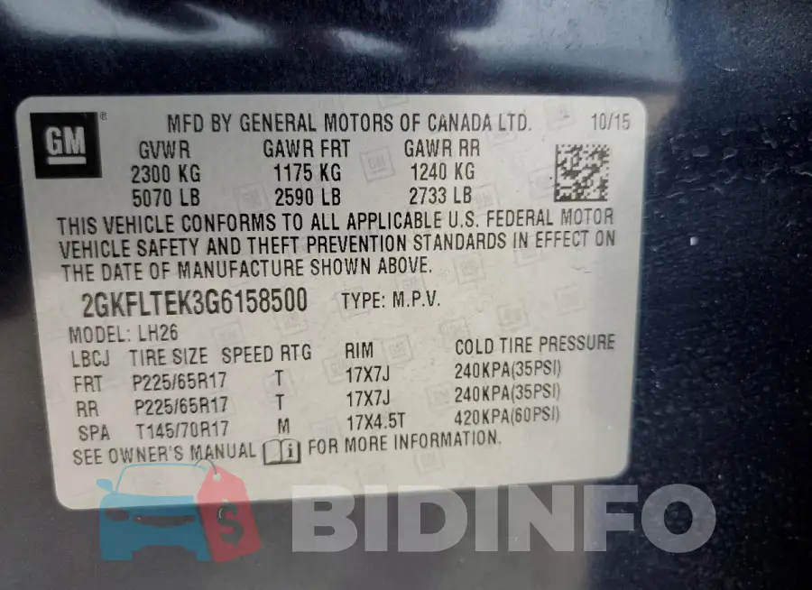 2GKFLTEK3G6158500 Photo# 13