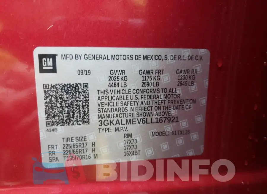3GKALMEV6LL167921 Photo# 13