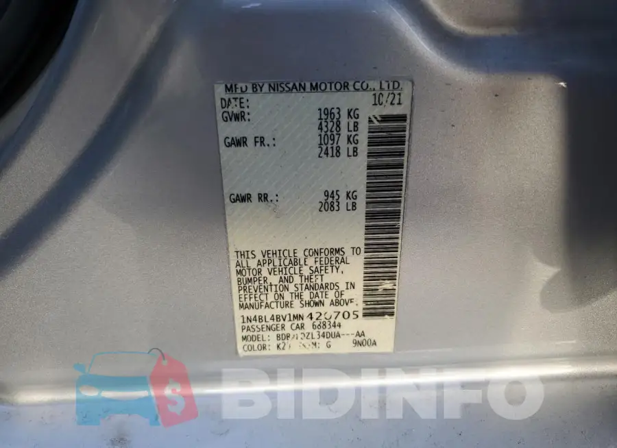 1N4BL4BV1MN420705 Photo# 13
