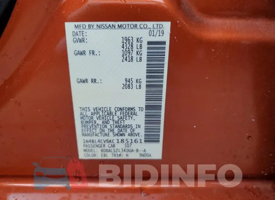 1N4BL4CV6KC185161 Photo# 12