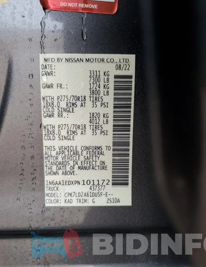 1N6AA1EDXPN101172 Photo# 13