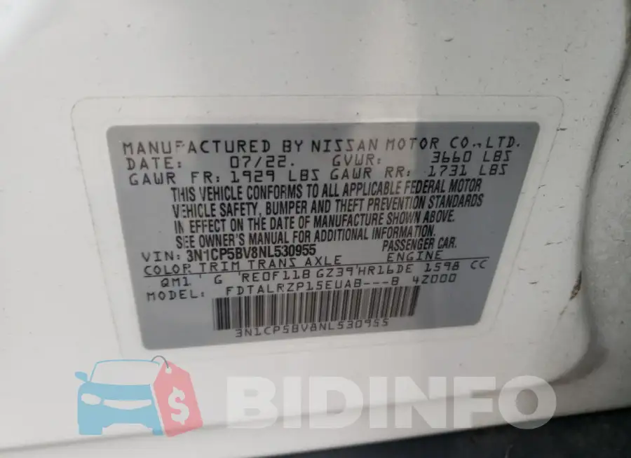 3N1CP5BV8NL530955 Photo# 13