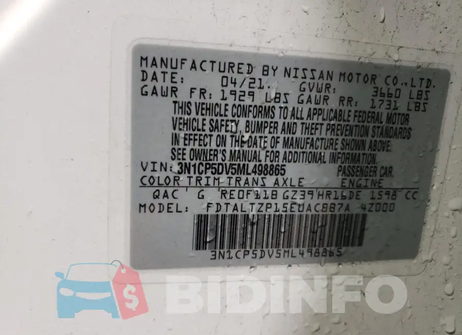 3N1CP5DV5ML498865 Photo# 13