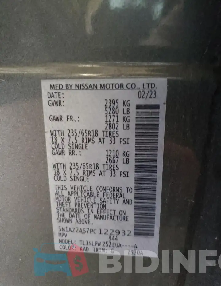 5N1AZ2AS7PC122932 Photo# 14