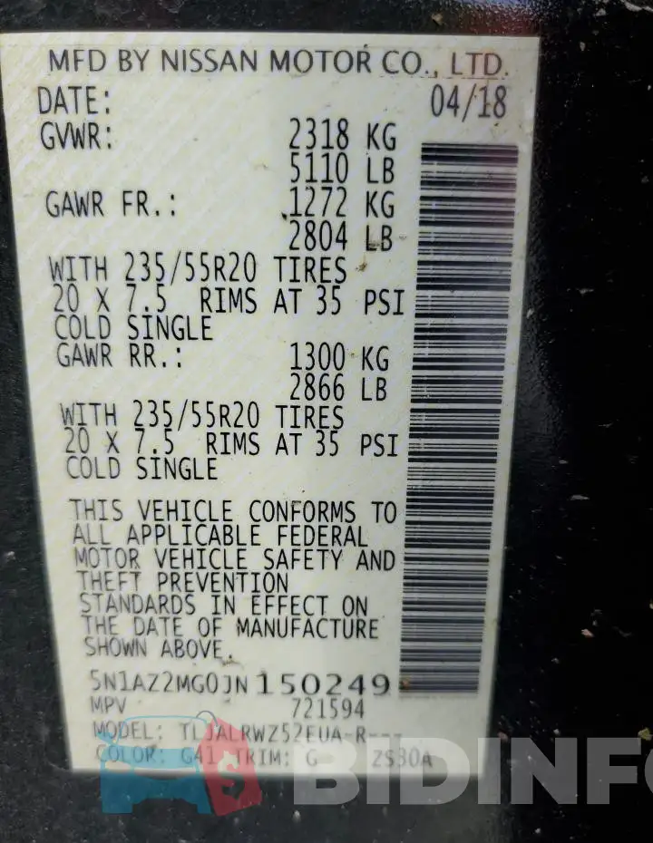5N1AZ2MG0JN150249 Photo# 12
