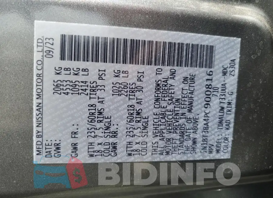 5N1BT3BA4PC900816 Photo# 13