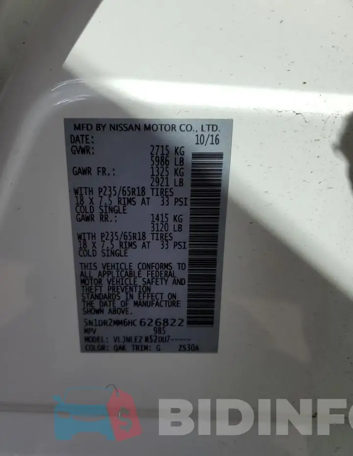 5N1DR2MM6HC626822 Photo# 12