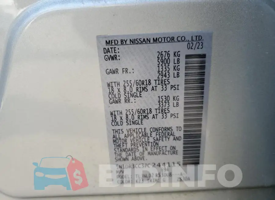 5N1DR3CC3PC244115 Photo# 13