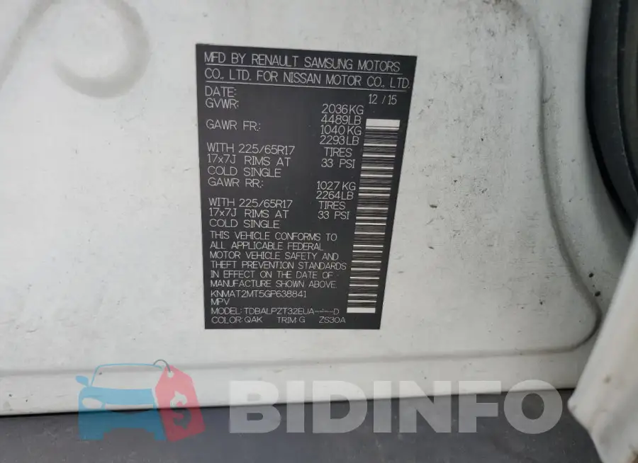 KNMAT2MT5GP638841 Photo# 13