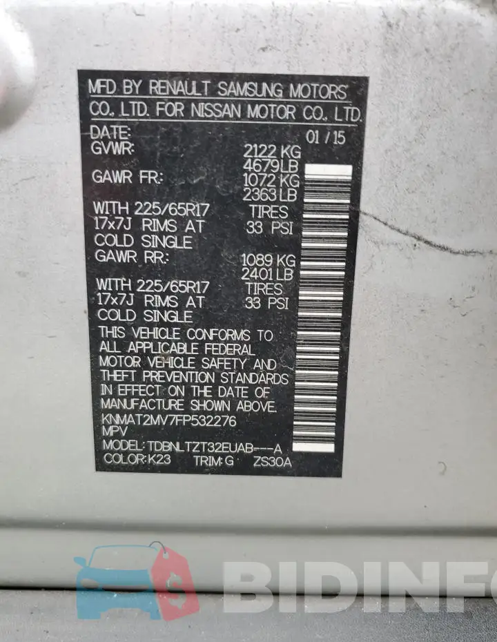KNMAT2MV7FP532276 Photo# 12