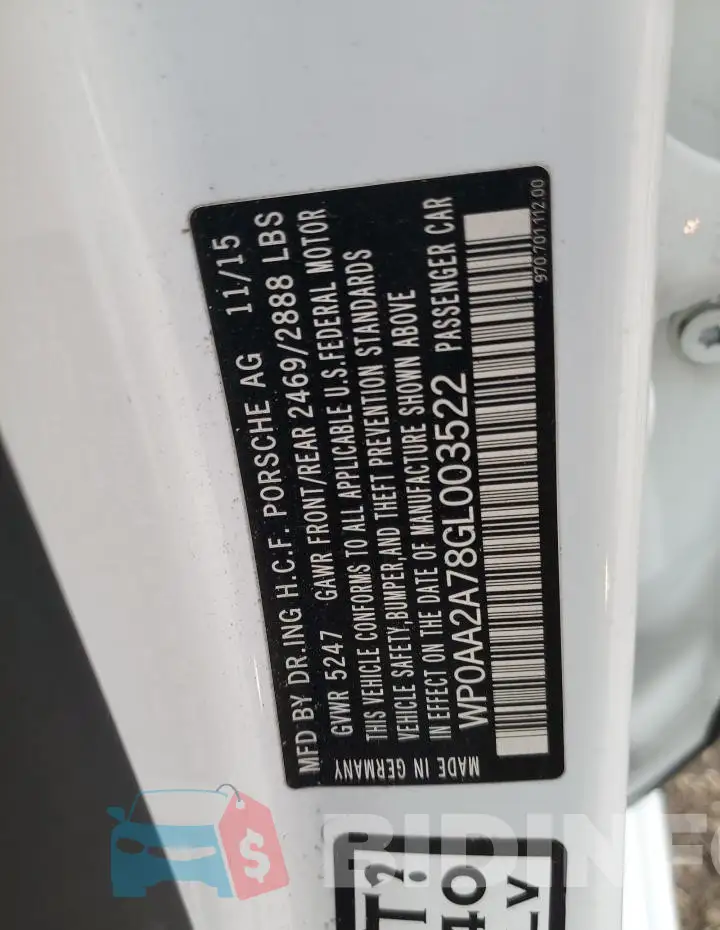 WP0AA2A78GL003522 Photo# 12