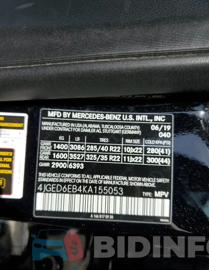 4JGED6EB4KA155053 Photo# 13