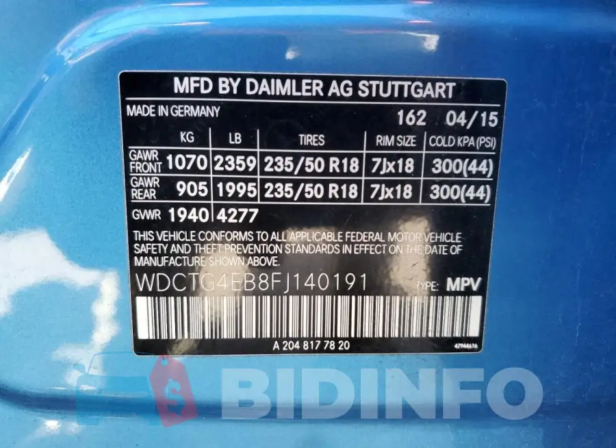 WDCTG4EB8FJ140191 Photo# 12