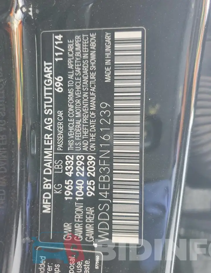 WDDSJ4EB3FN161239 Photo# 12