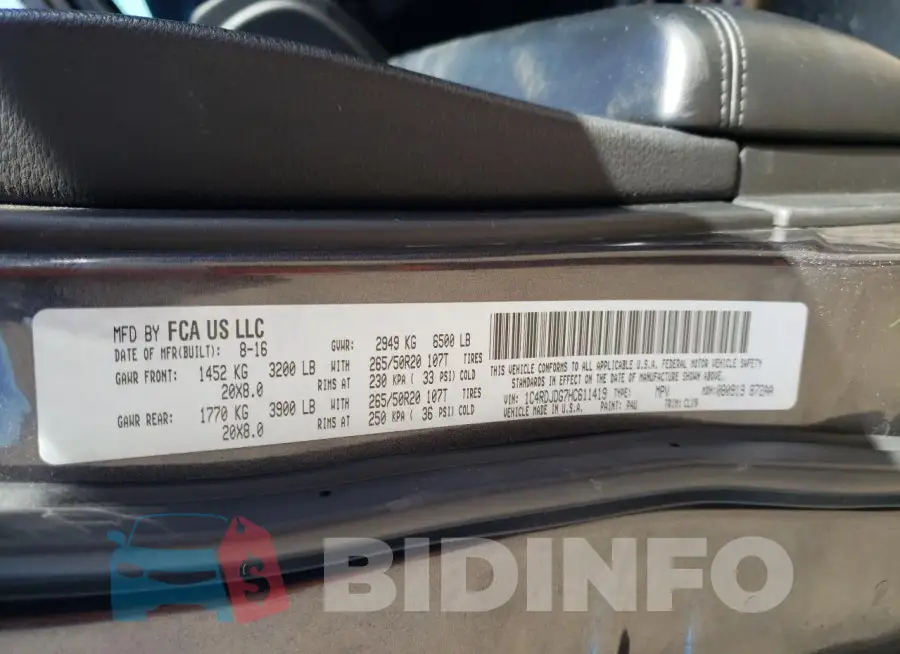 1C4RDJDG7HC611419 Photo# 13
