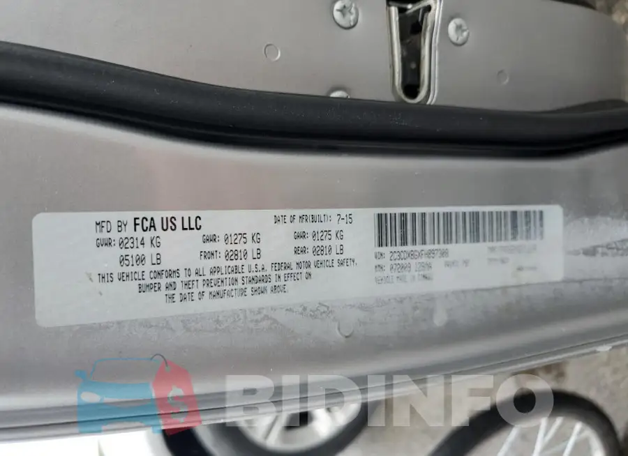 2C3CDXBGXFH897308 Photo# 13