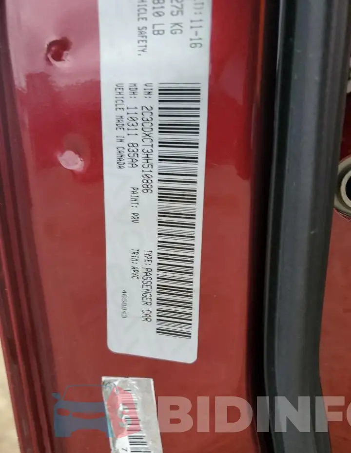 2C3CDXCT3HH510886 Photo# 12