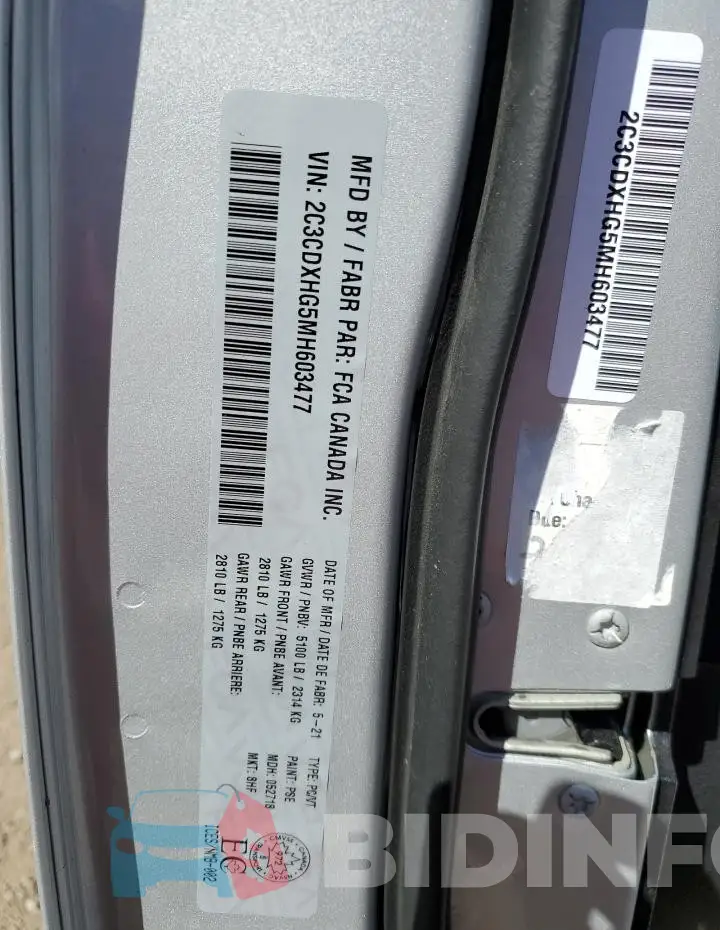 2C3CDXHG5MH603477 Photo# 13