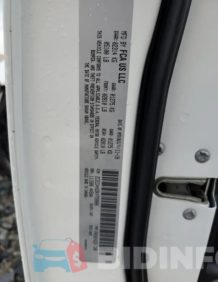 2C3CDXHG9KH758806 Photo# 13