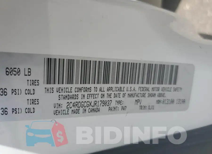 2C4RDGCGXJR179037 Photo# 13