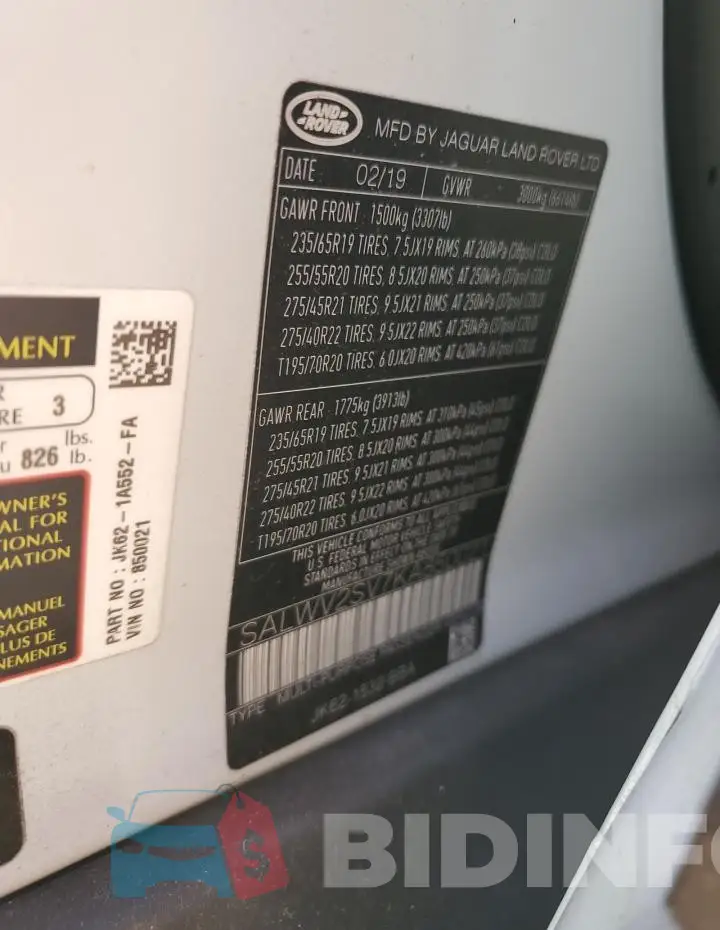 SALWV2SV7KA850021 Photo# 13