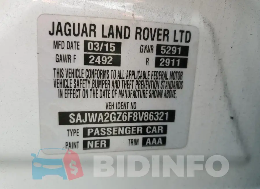 SAJWA2GZ6F8V86321 Photo# 12