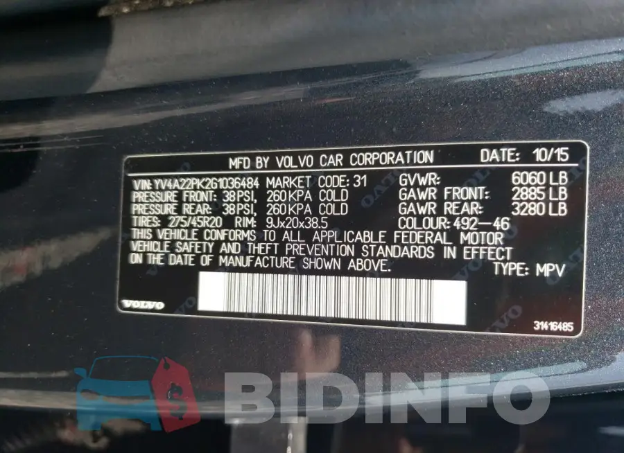 YV4A22PK2G1036484 Photo# 13