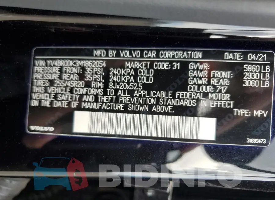 YV4BR0DK3M1862054 Photo# 13